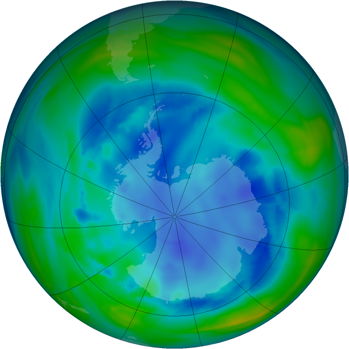 Antarctic ozone map for 11 August 2006
